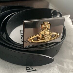 Vivienne Westwood black belt with gold silver buckle Belt Mens